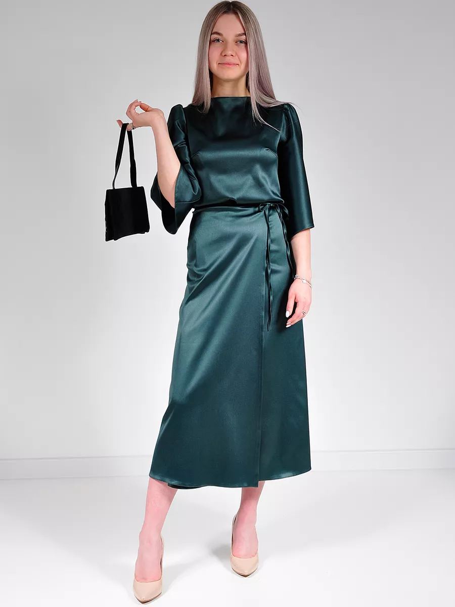 Юбка шелковая атласная миди большие размеры — изображение 11