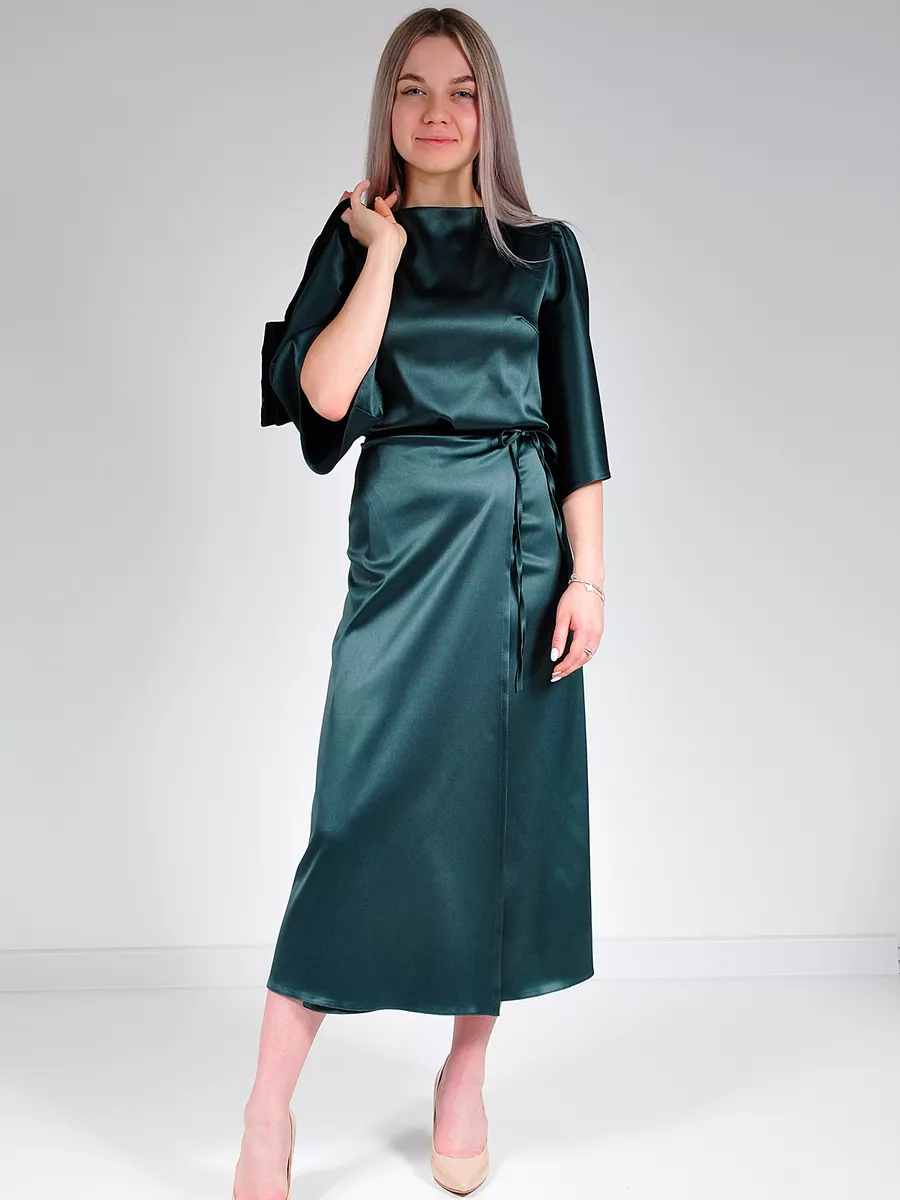 Юбка шелковая атласная миди большие размеры — изображение 4