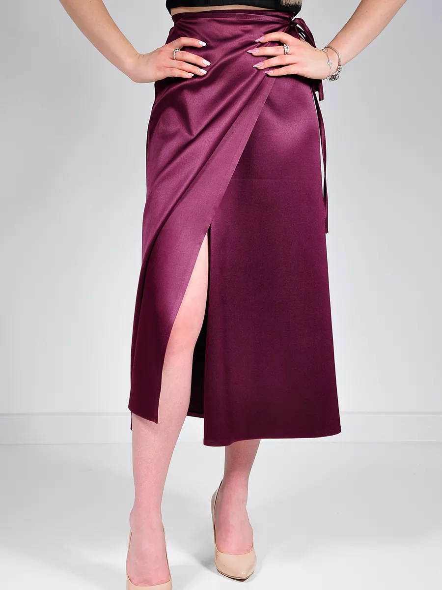 Юбка шелковая атласная с разрезом — изображение 10