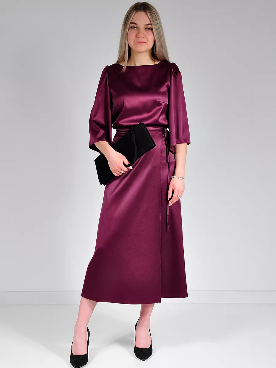 Юбка шелковая атласная с разрезом — изображение 11