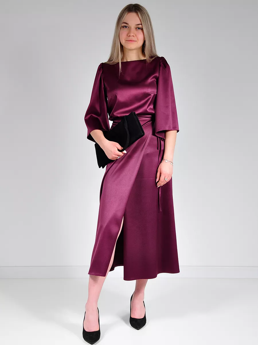 Юбка шелковая атласная с разрезом — изображение 13