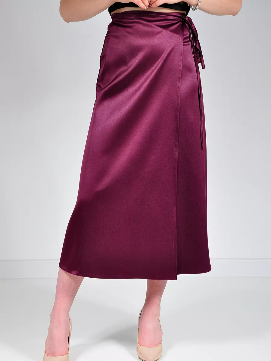 Юбка шелковая атласная с разрезом — изображение 6