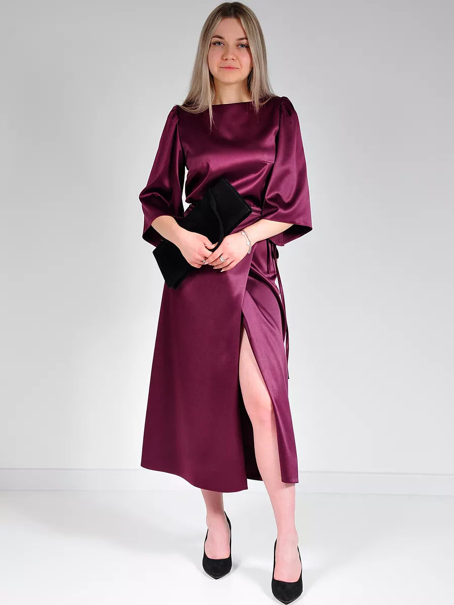 Юбка шелковая атласная с разрезом — изображение 8