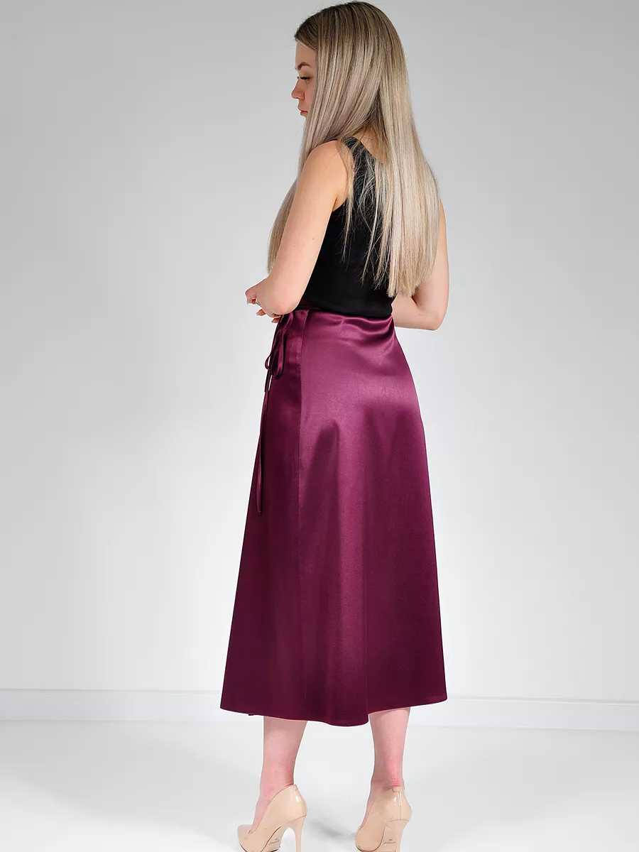 Юбка шелковая атласная с разрезом — изображение 9