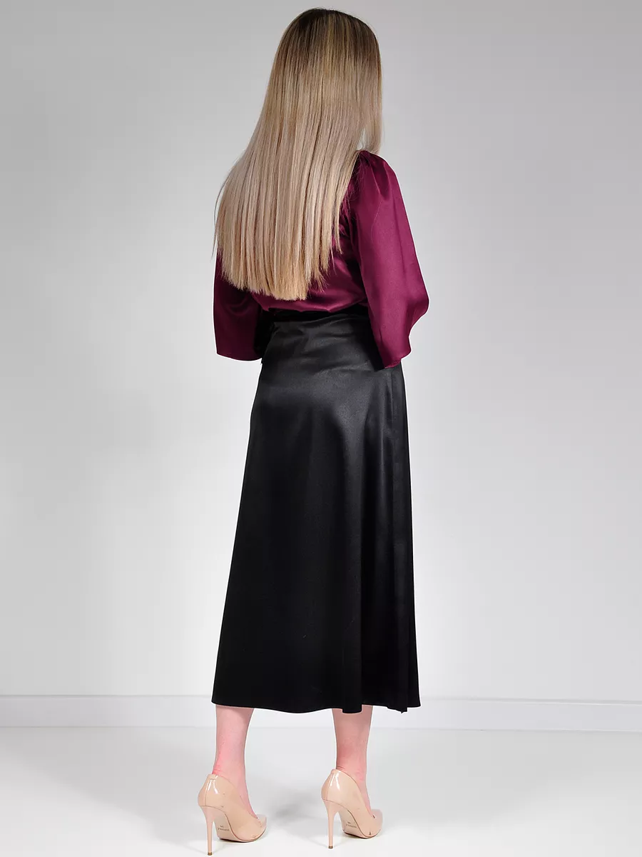 Юбка шелковая атласная миди с запахом — изображение 5
