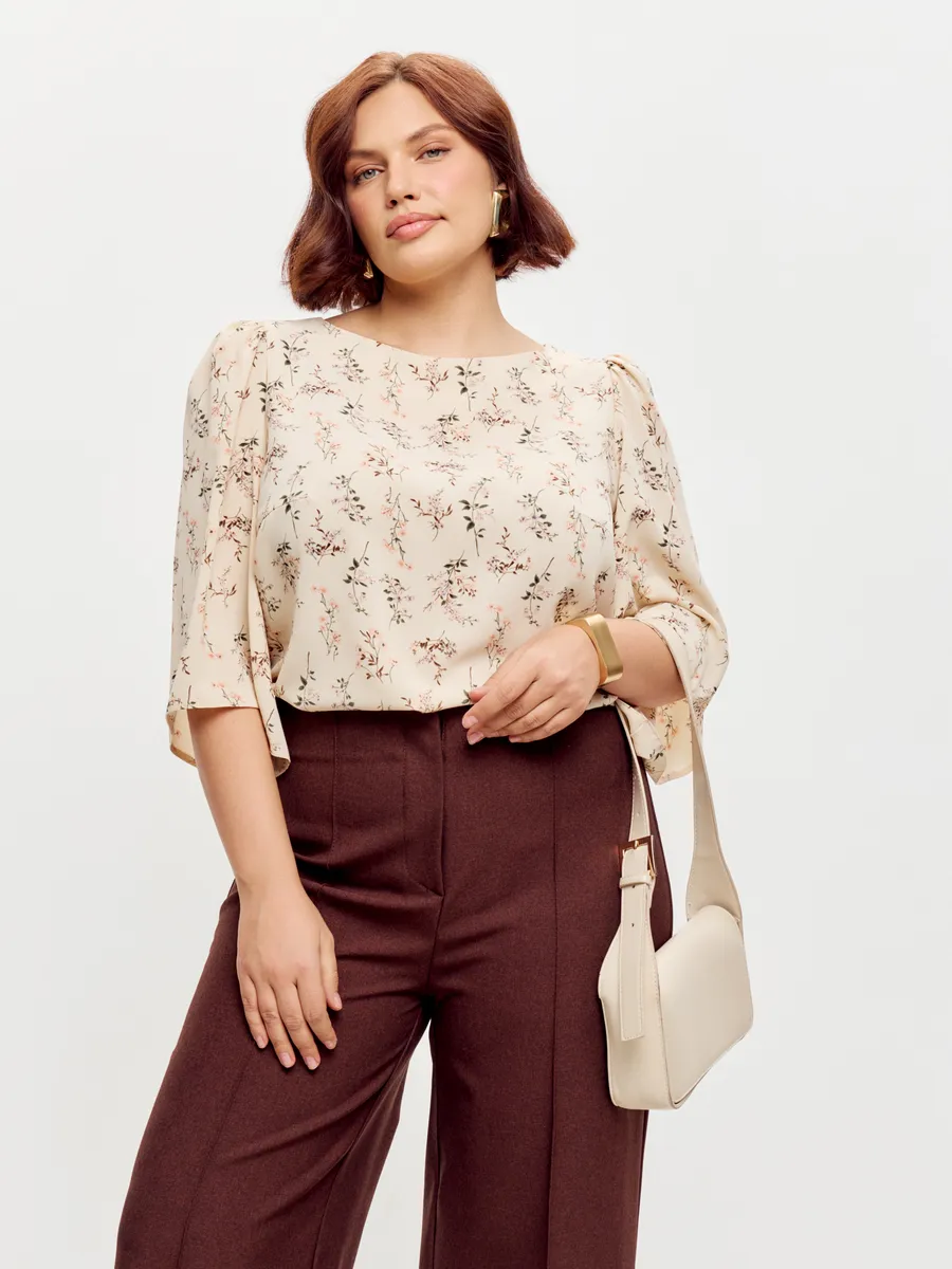 Блузка вечерняя атласная офис большие размеры — изображение 5