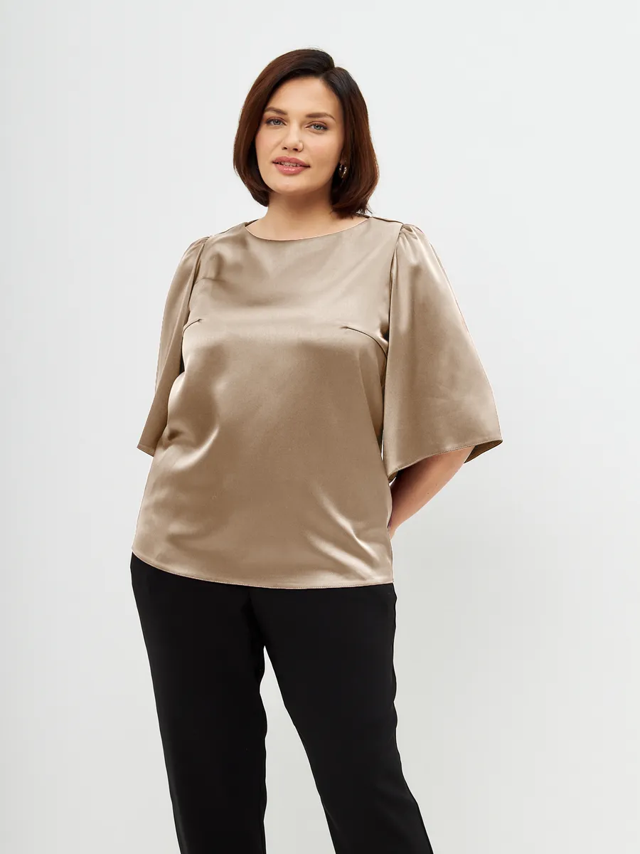 Блузка вечерняя атласная офис большие размеры — изображение 10