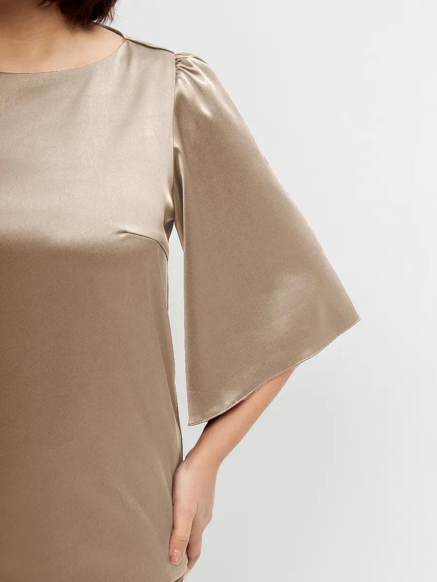 Блузка вечерняя атласная офис большие размеры — изображение 4