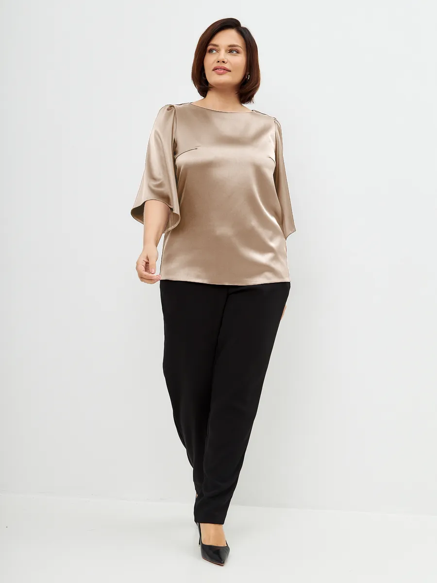Блузка вечерняя атласная офис большие размеры — изображение 5