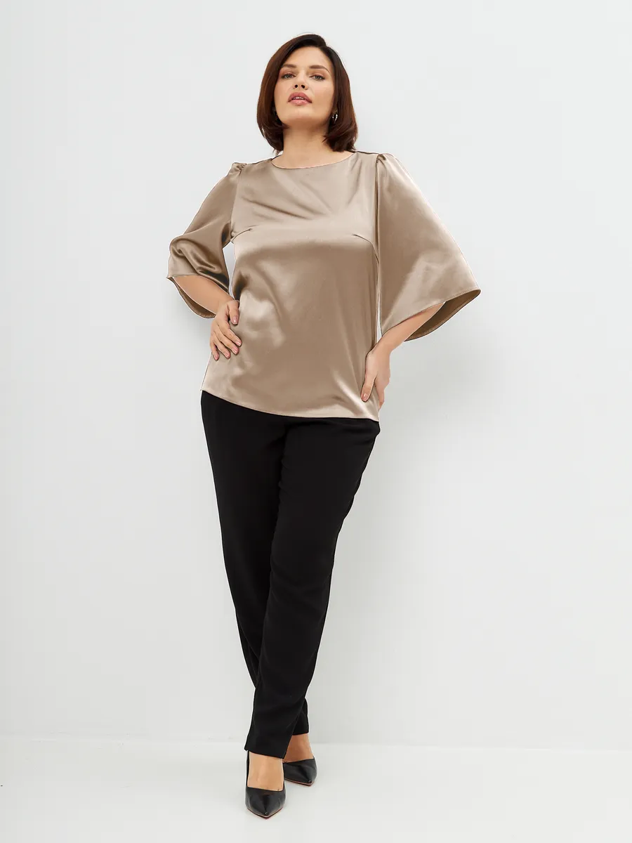 Блузка вечерняя атласная офис большие размеры — изображение 6