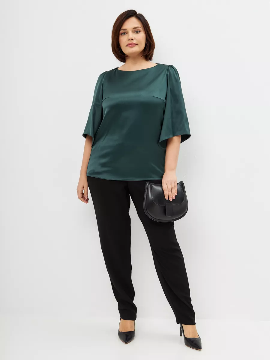 Блузка вечерняя атласная офис большие размеры — изображение 4