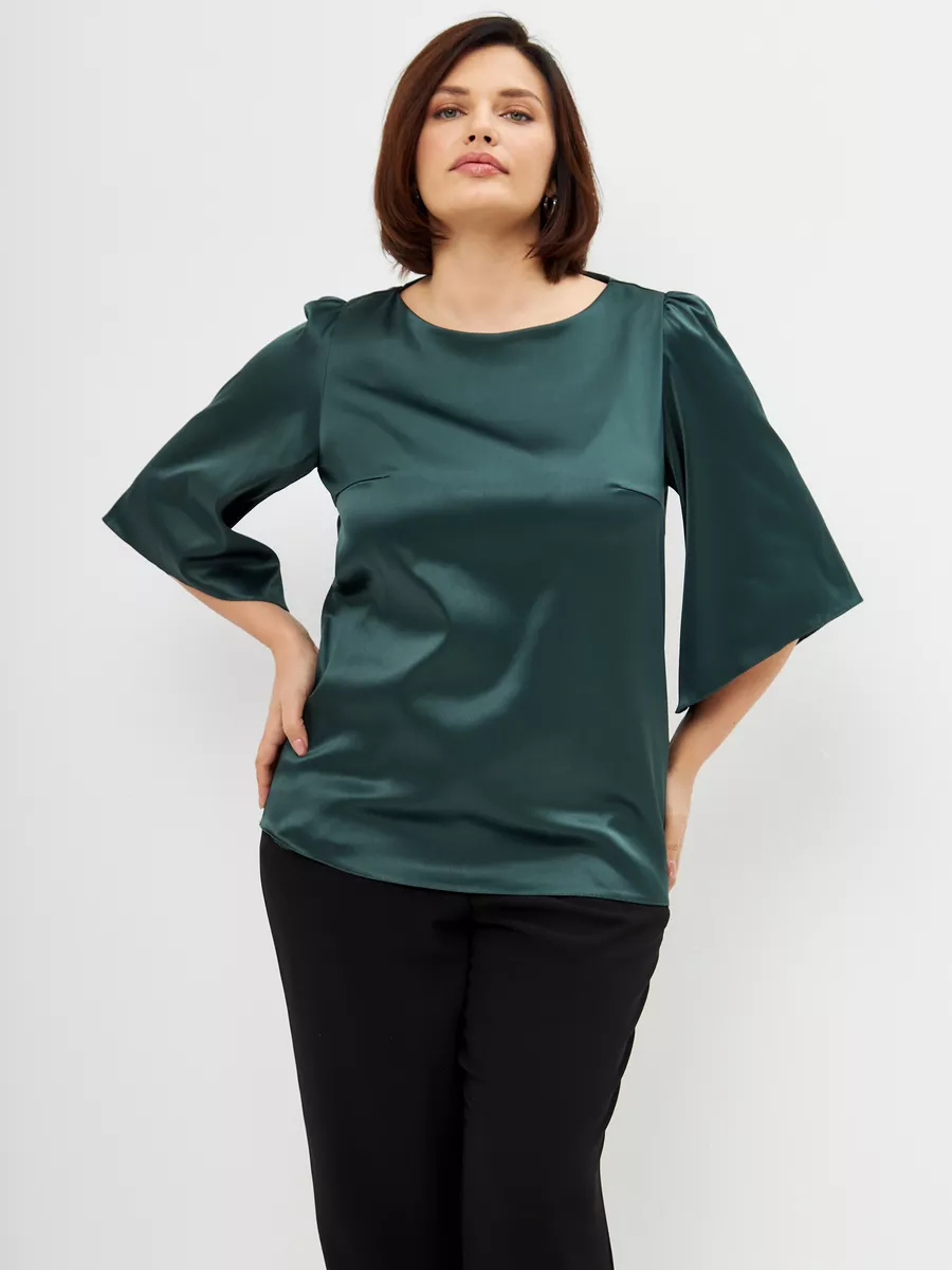 Блузка вечерняя атласная офис большие размеры — изображение 5