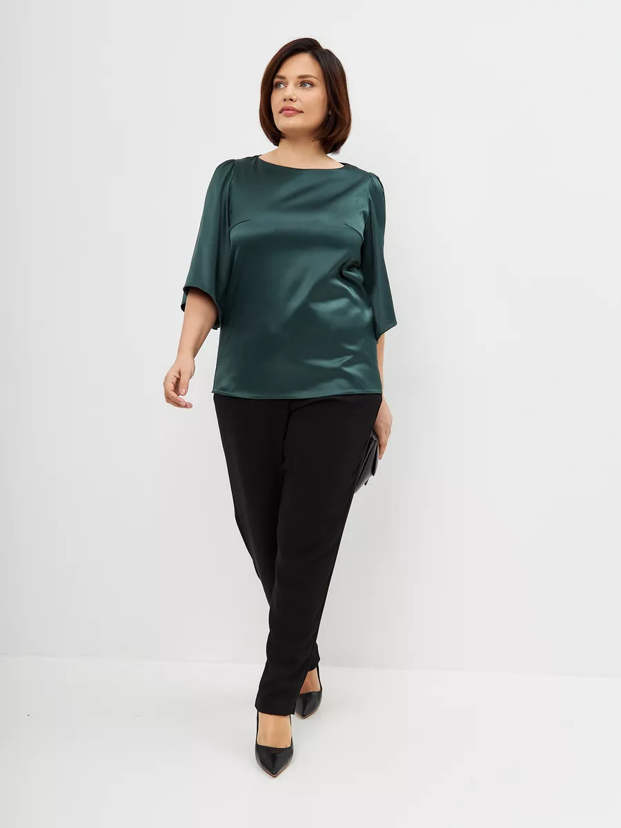 Блузка вечерняя атласная офис большие размеры — изображение 6