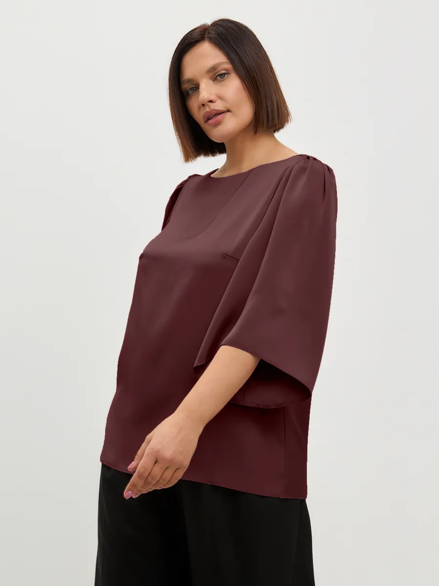 Блузка вечерняя атласная офис большие размеры — изображение 2