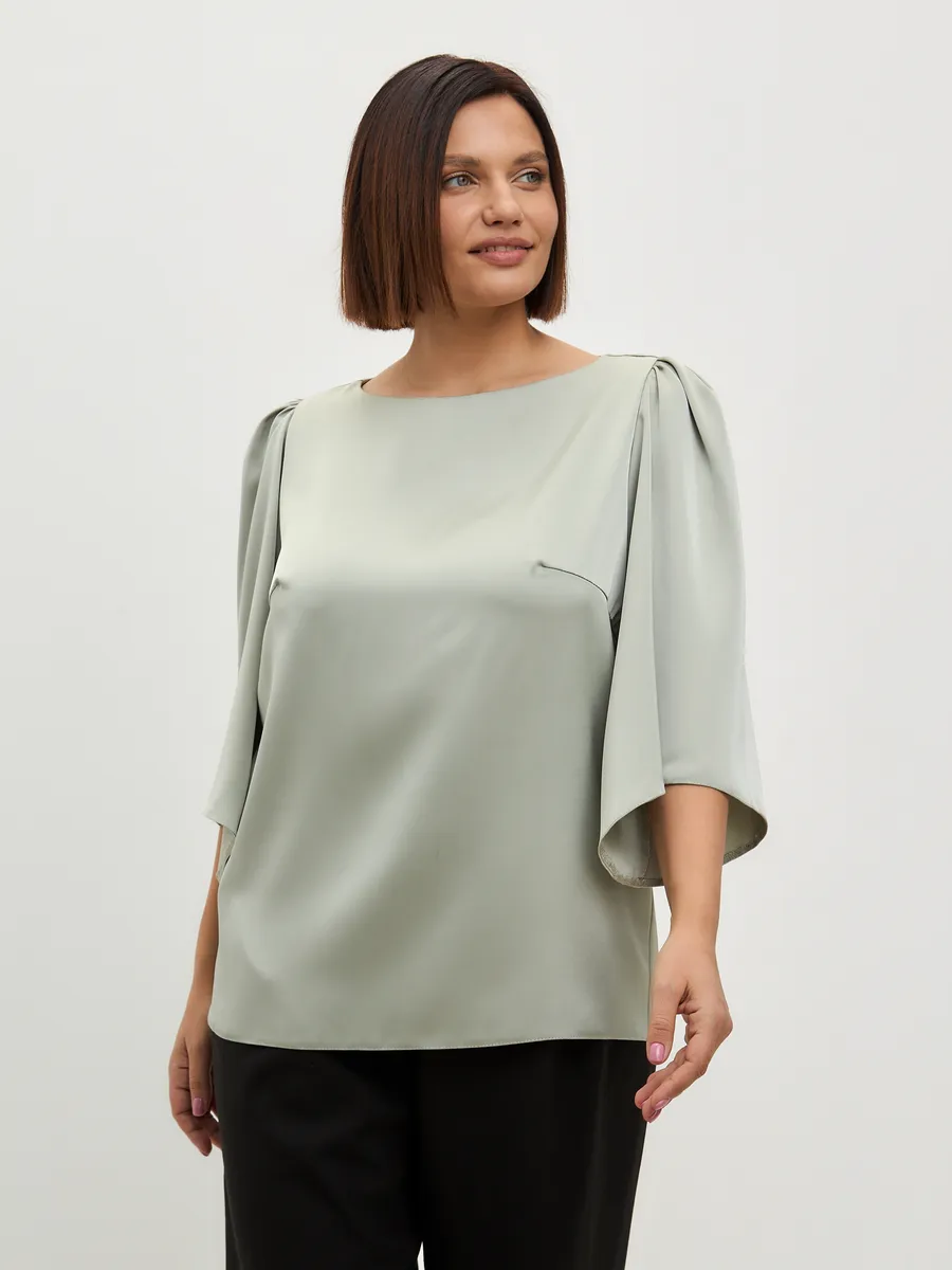 Блузка вечерняя шелковая офис большие размеры — изображение 2