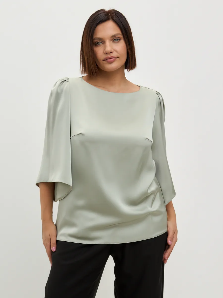 Блузка вечерняя шелковая офис большие размеры — изображение 4