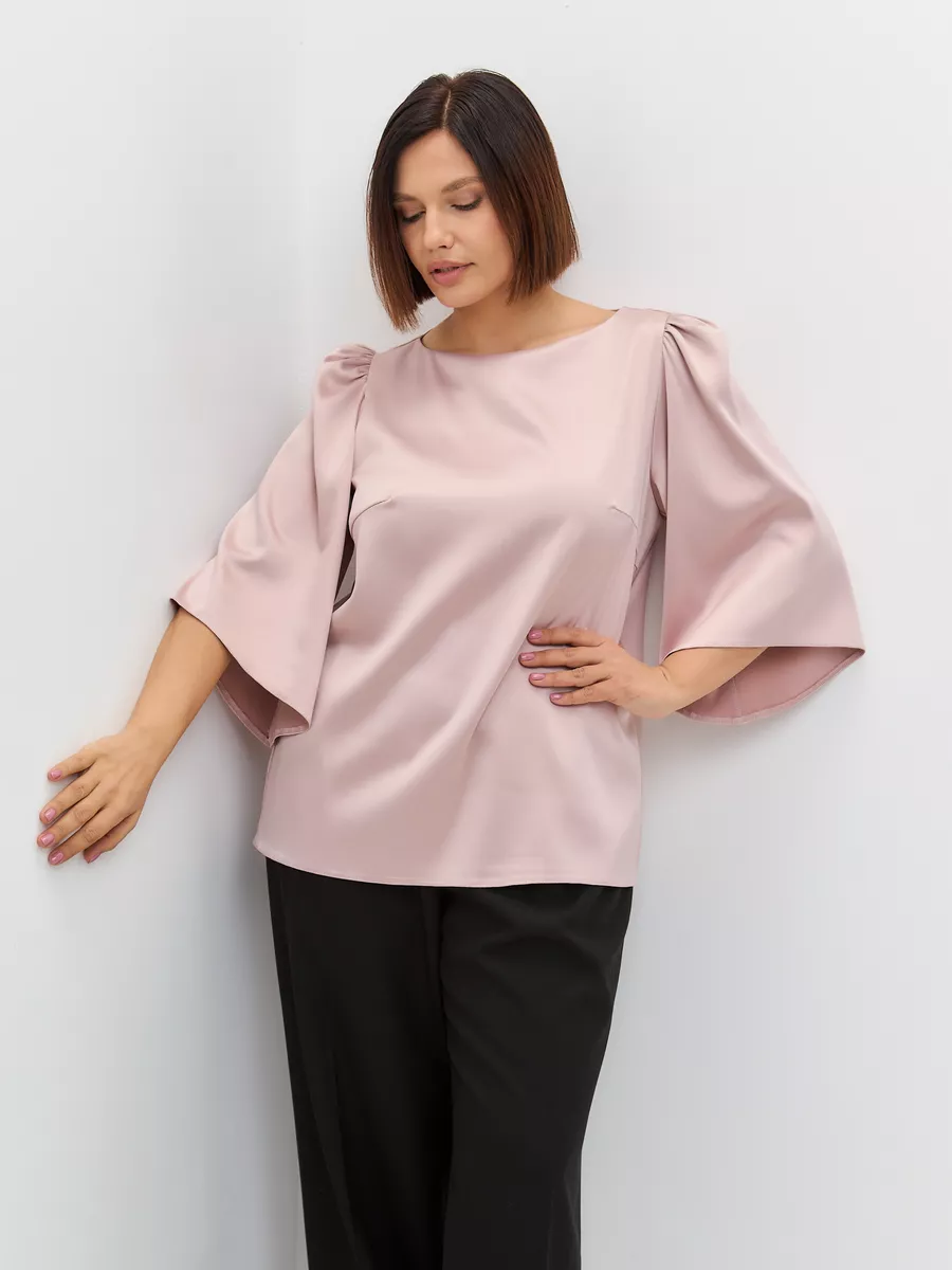 Блузка вечерняя атласная офис большие размеры