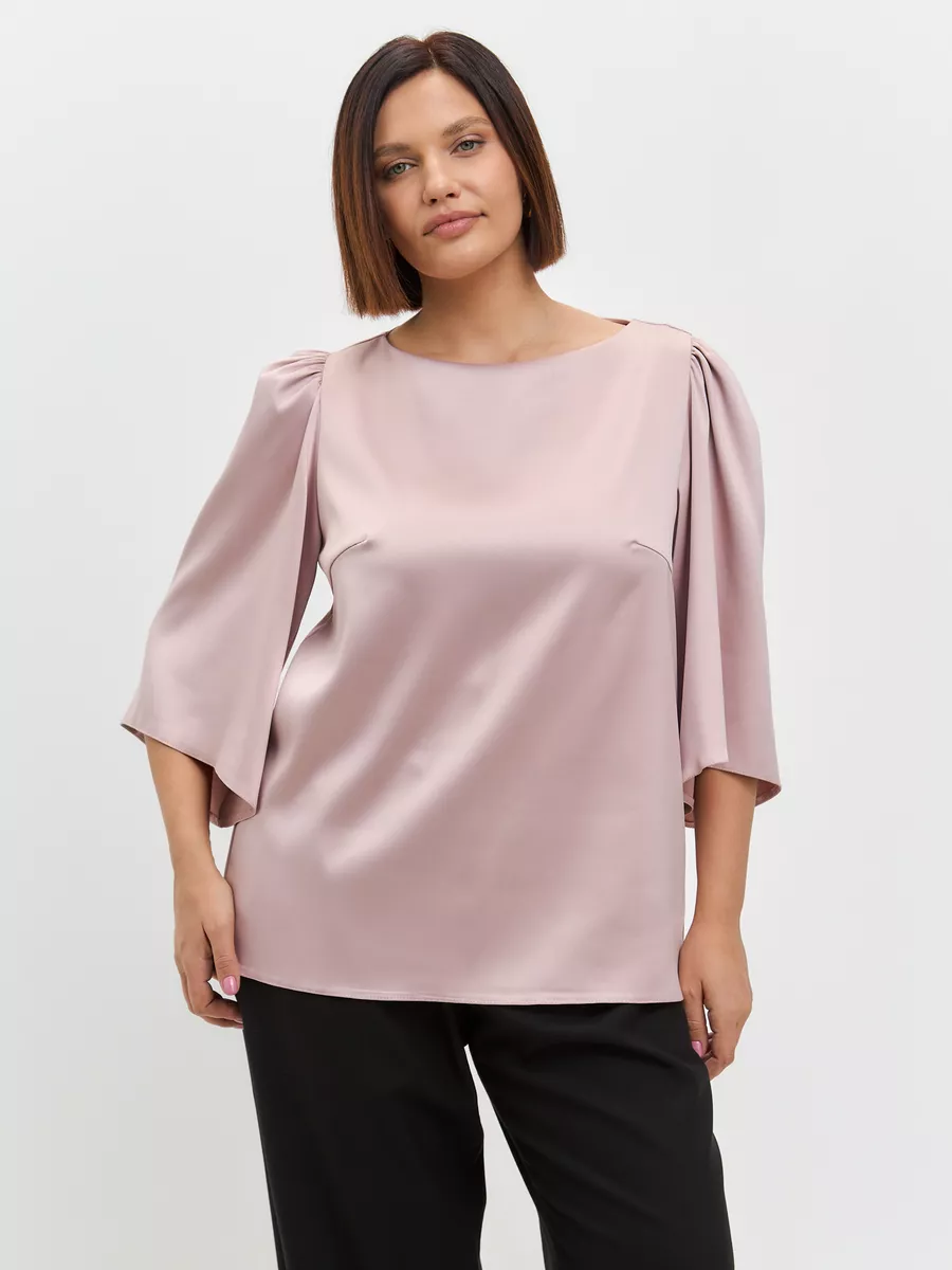 Блузка вечерняя атласная офис большие размеры — изображение 2