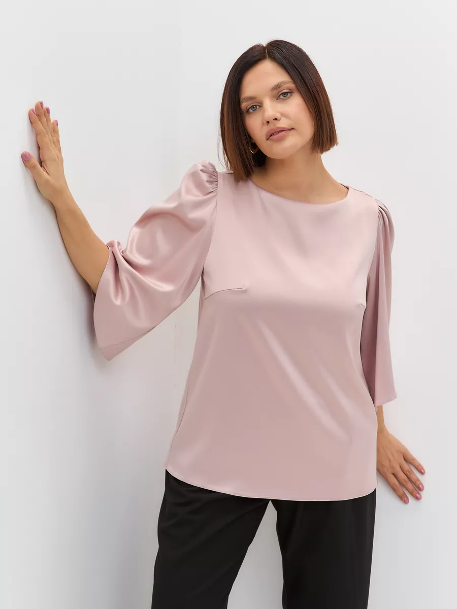Блузка вечерняя атласная офис большие размеры — изображение 3