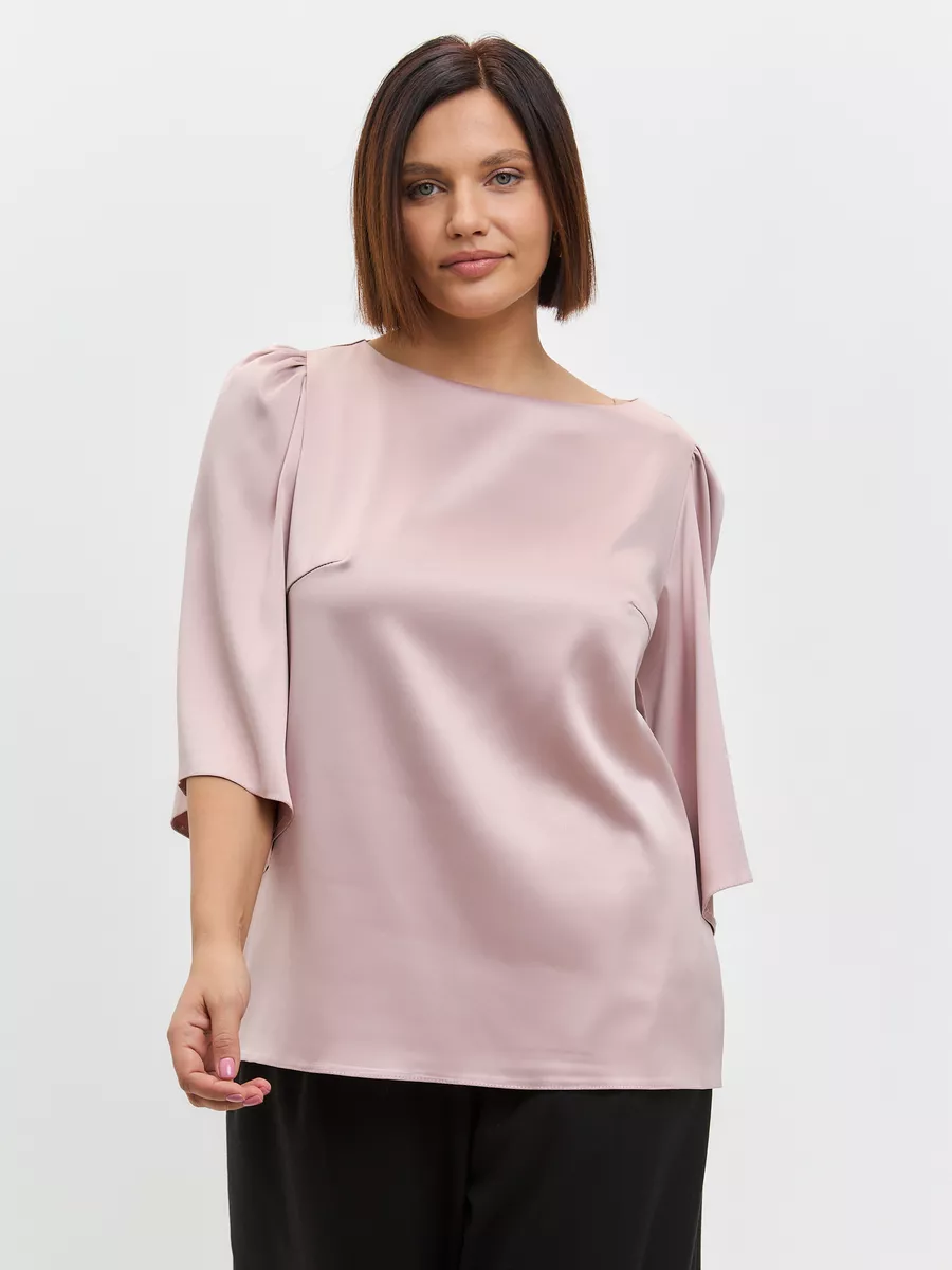 Блузка вечерняя атласная офис большие размеры — изображение 5