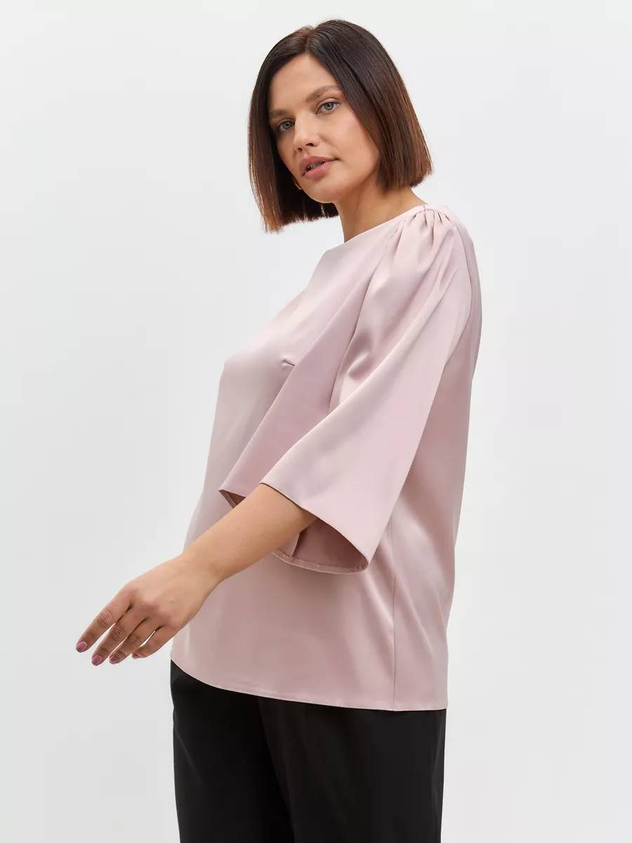 Блузка вечерняя атласная офис большие размеры — изображение 7