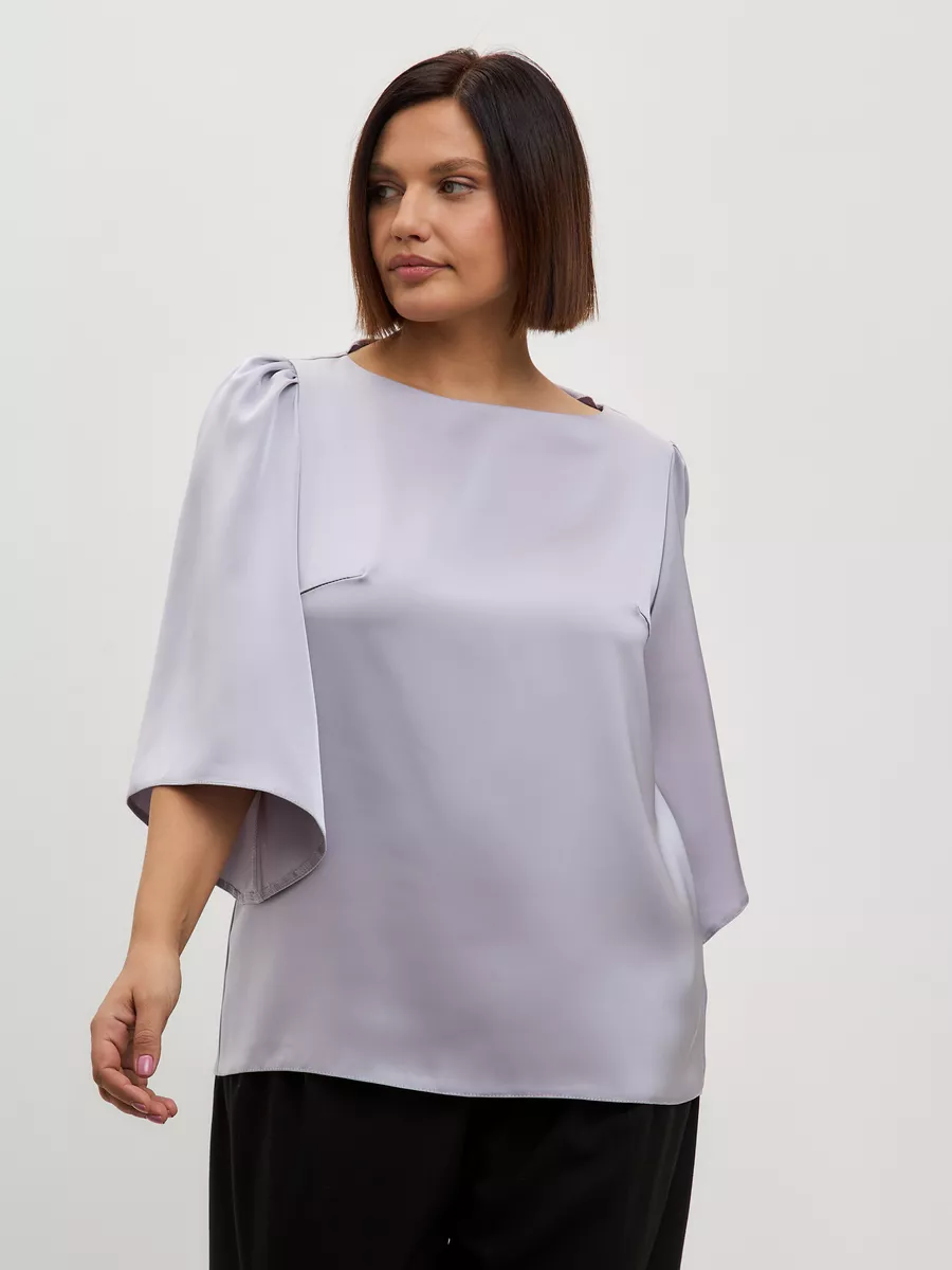 Блузка вечерняя атласная офис большие размеры — изображение 2