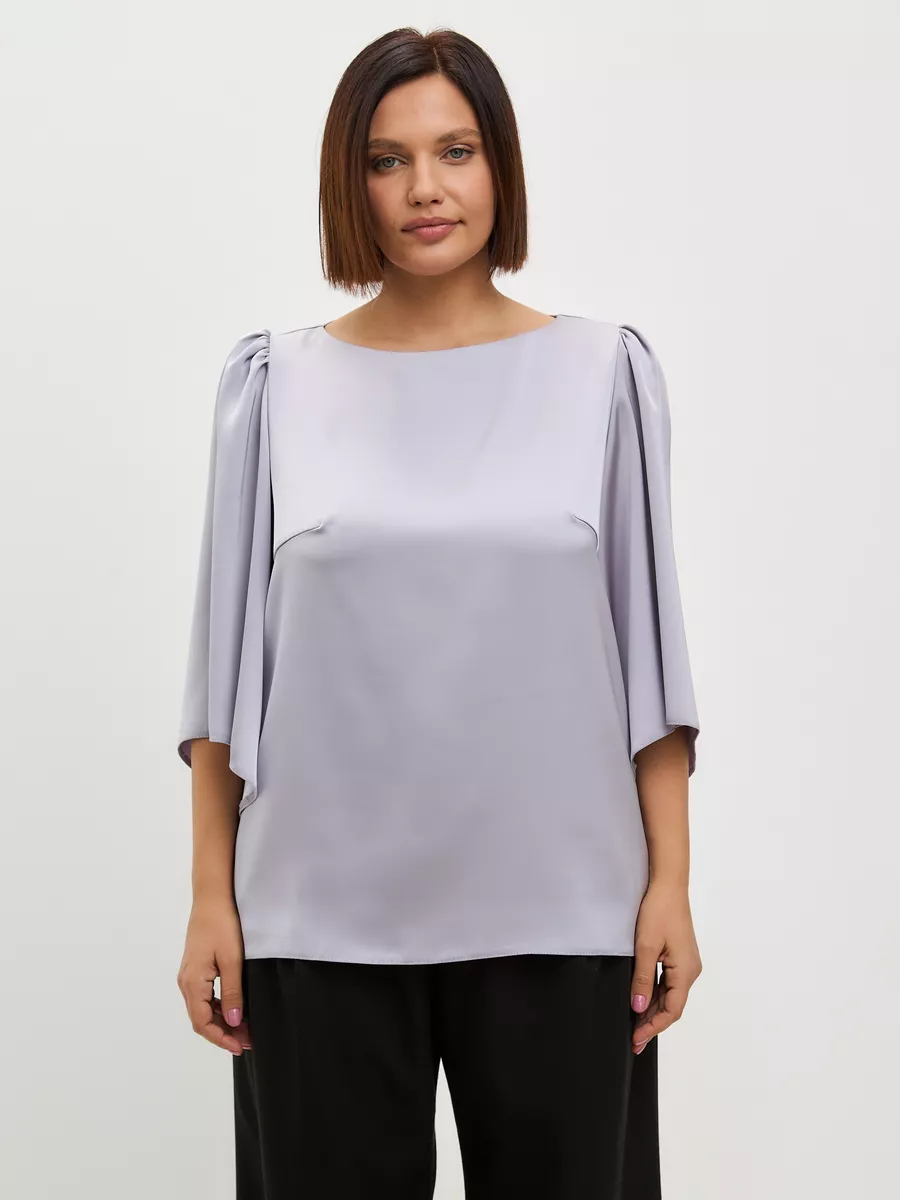 Блузка вечерняя атласная офис большие размеры — изображение 4
