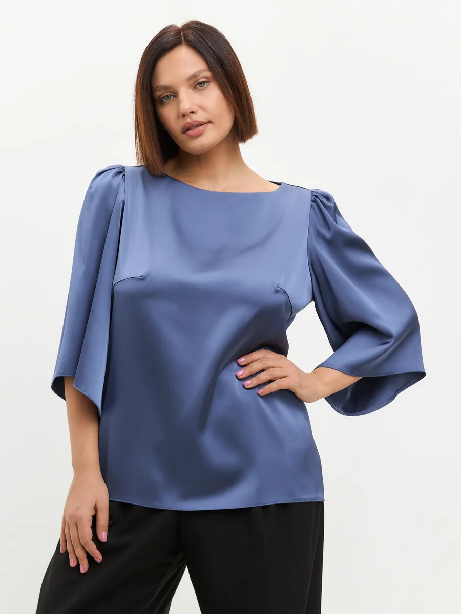 Блузка атласная шелковая вечерняя офис большие размеры