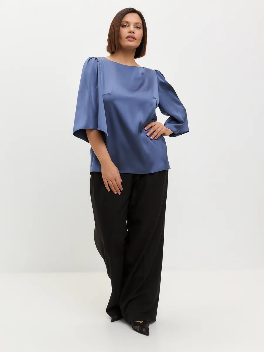Блузка атласная шелковая вечерняя офис большие размеры — изображение 2