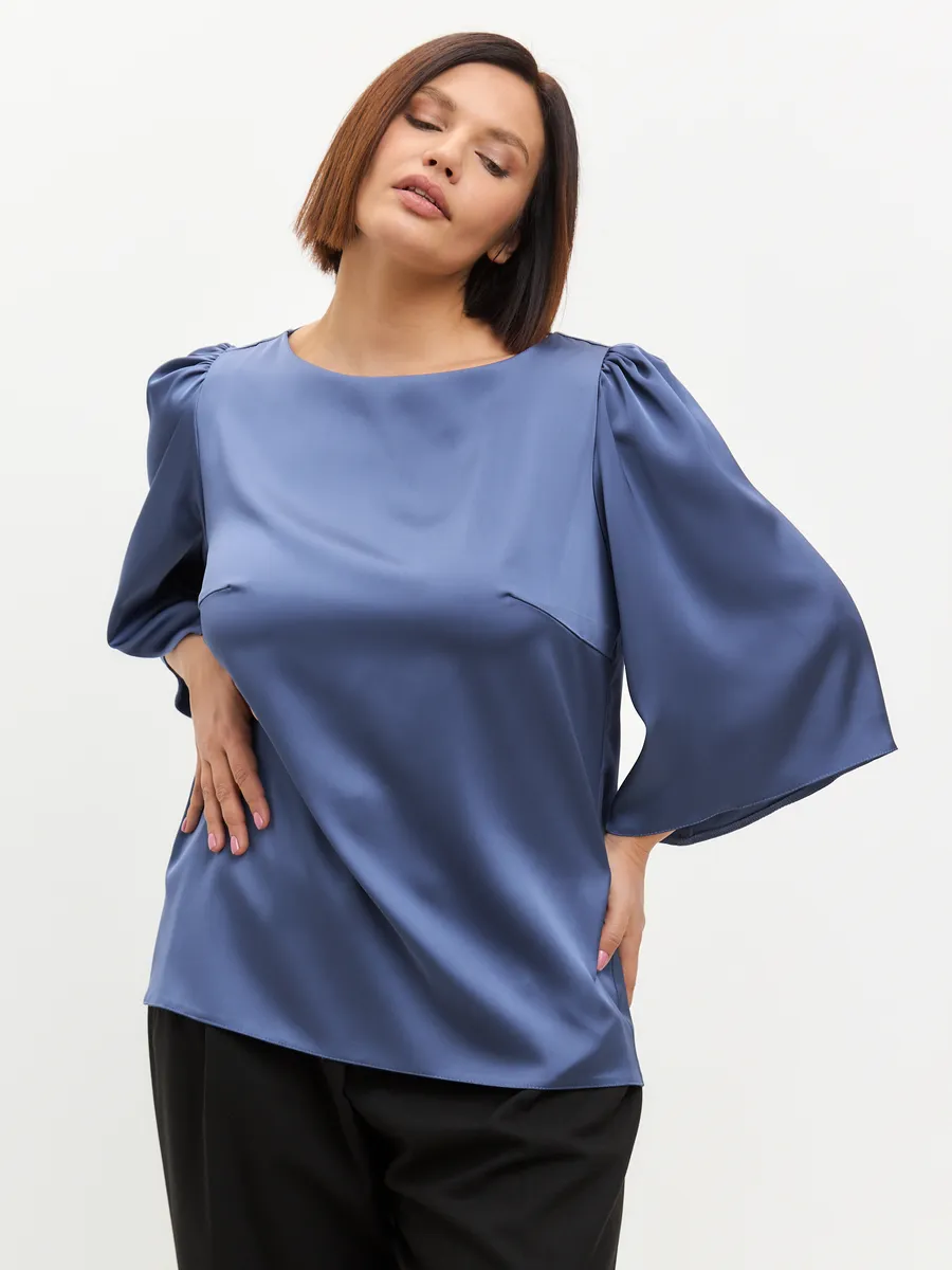 Блузка атласная шелковая вечерняя офис большие размеры — изображение 6