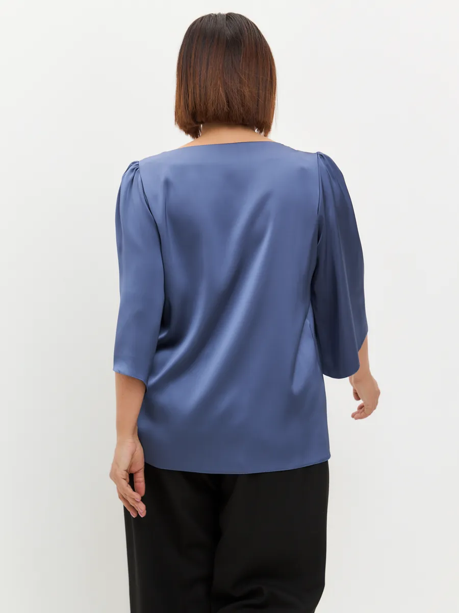 Блузка атласная шелковая вечерняя офис большие размеры — изображение 7