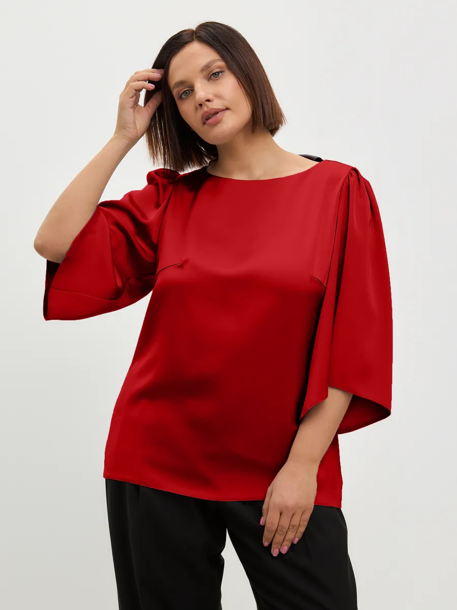 Блузка вечерняя атласная офис большие размеры