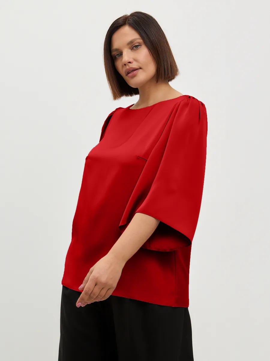 Блузка вечерняя атласная офис большие размеры — изображение 2