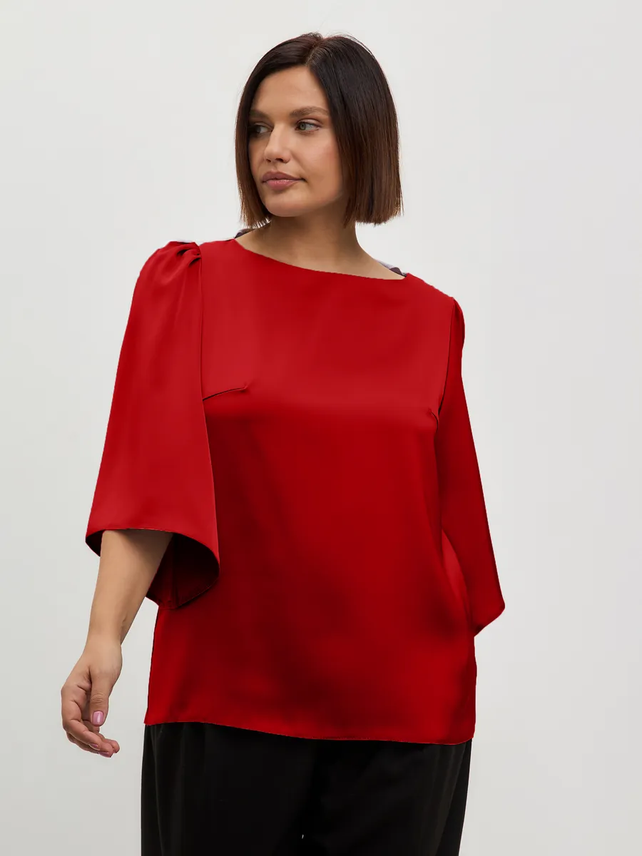 Блузка вечерняя атласная офис большие размеры — изображение 4
