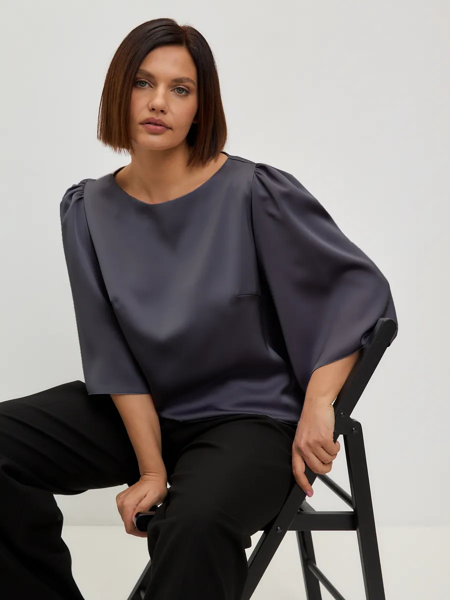 Блузка вечерняя атласная офис большие размеры