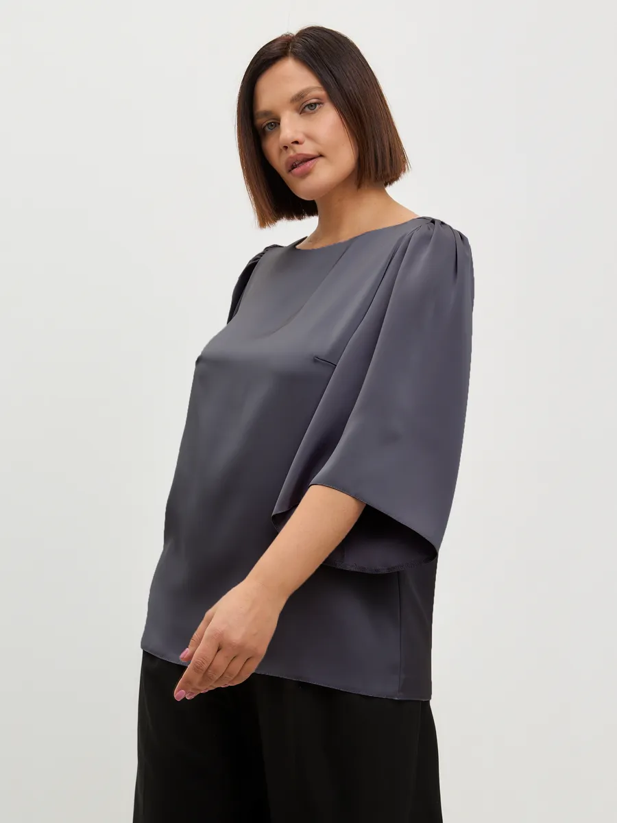 Блузка вечерняя атласная офис большие размеры — изображение 4