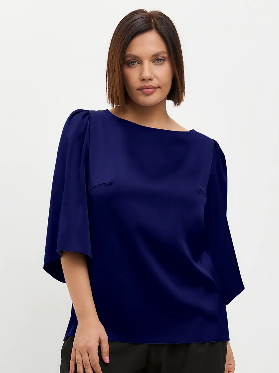 Блузка вечерняя атласная офис большие размеры