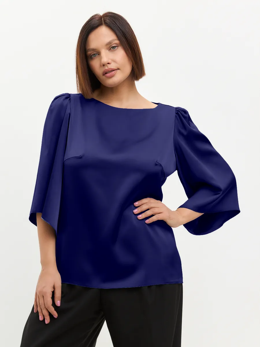 Блузка вечерняя атласная офис большие размеры — изображение 2