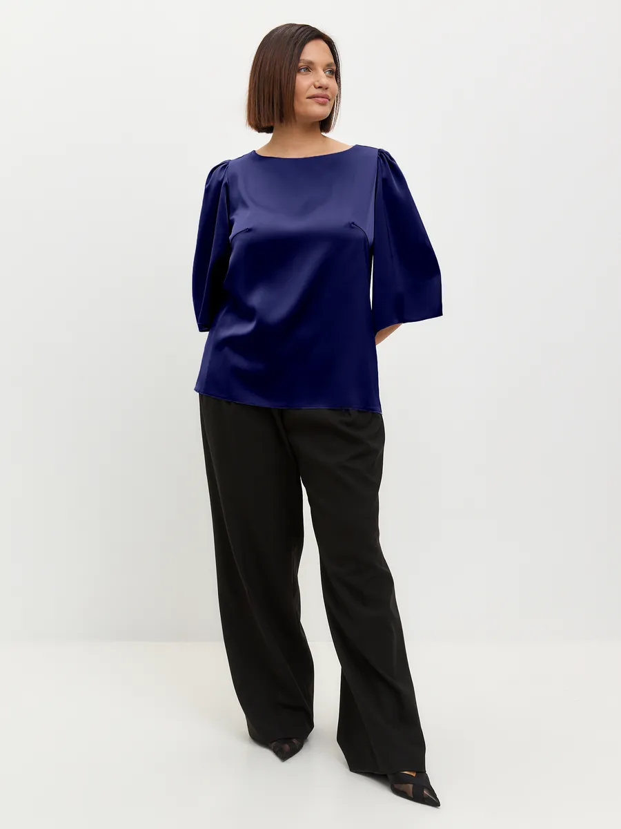 Блузка вечерняя атласная офис большие размеры — изображение 3
