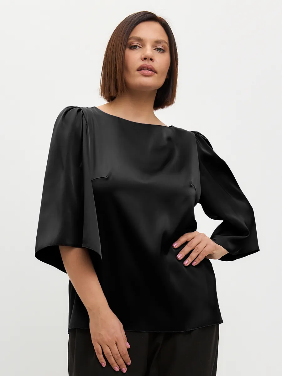 Блузка вечерняя атласная офис большие размеры