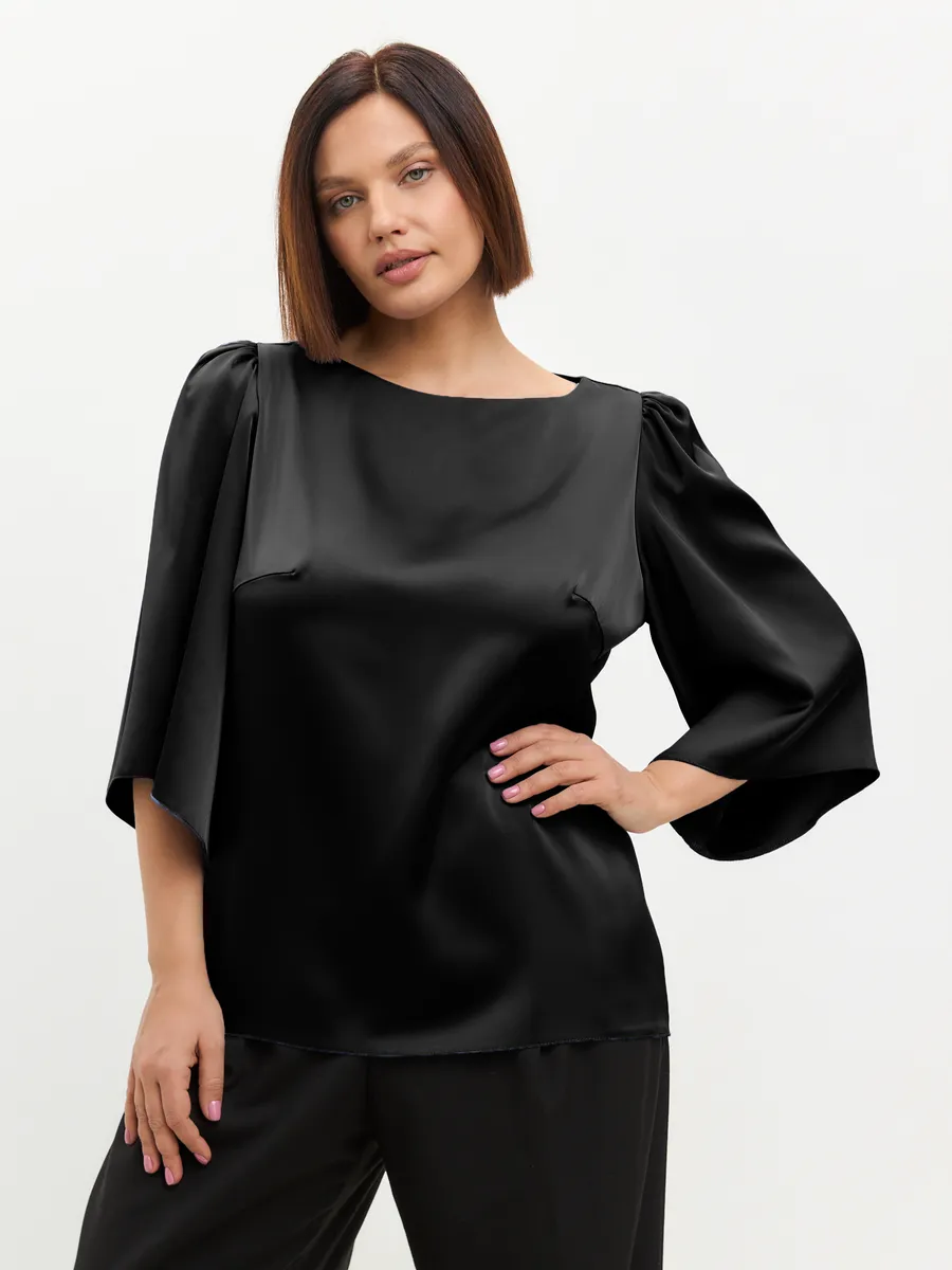 Блузка вечерняя атласная офис большие размеры — изображение 2