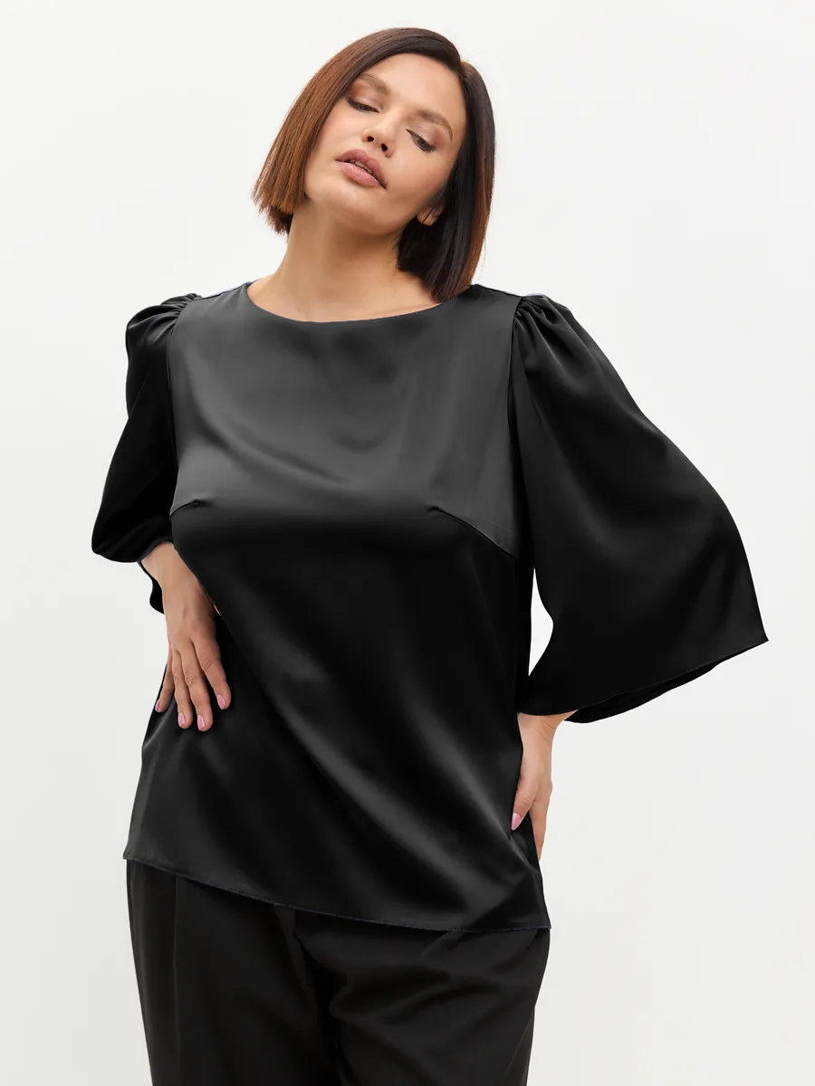 Блузка вечерняя атласная офис большие размеры — изображение 5