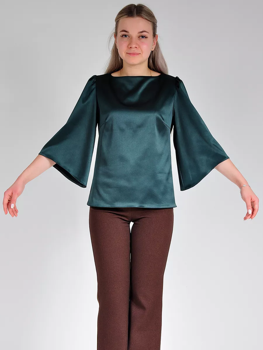 Блузка шелковая вечерняя офис — изображение 5
