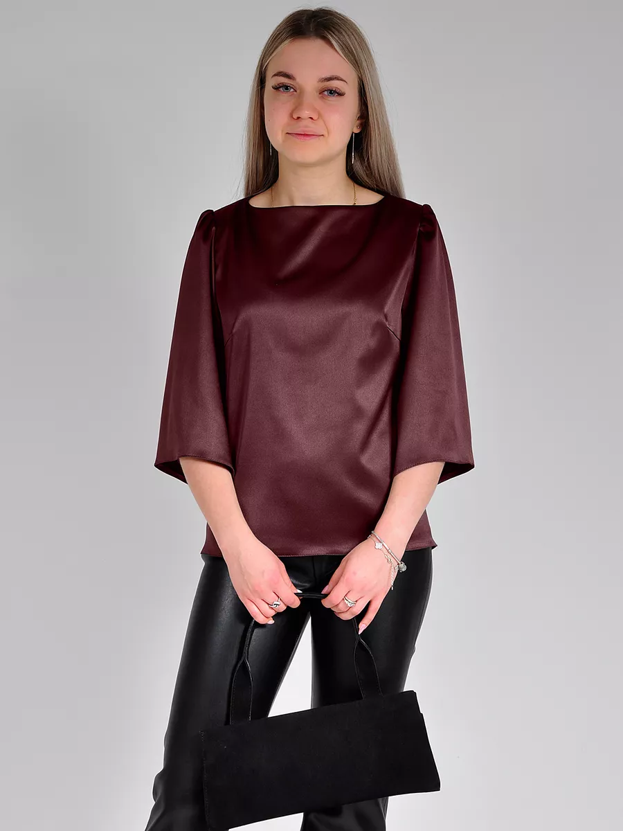 Блузка атласная вечерняя офис большие размеры — изображение 3