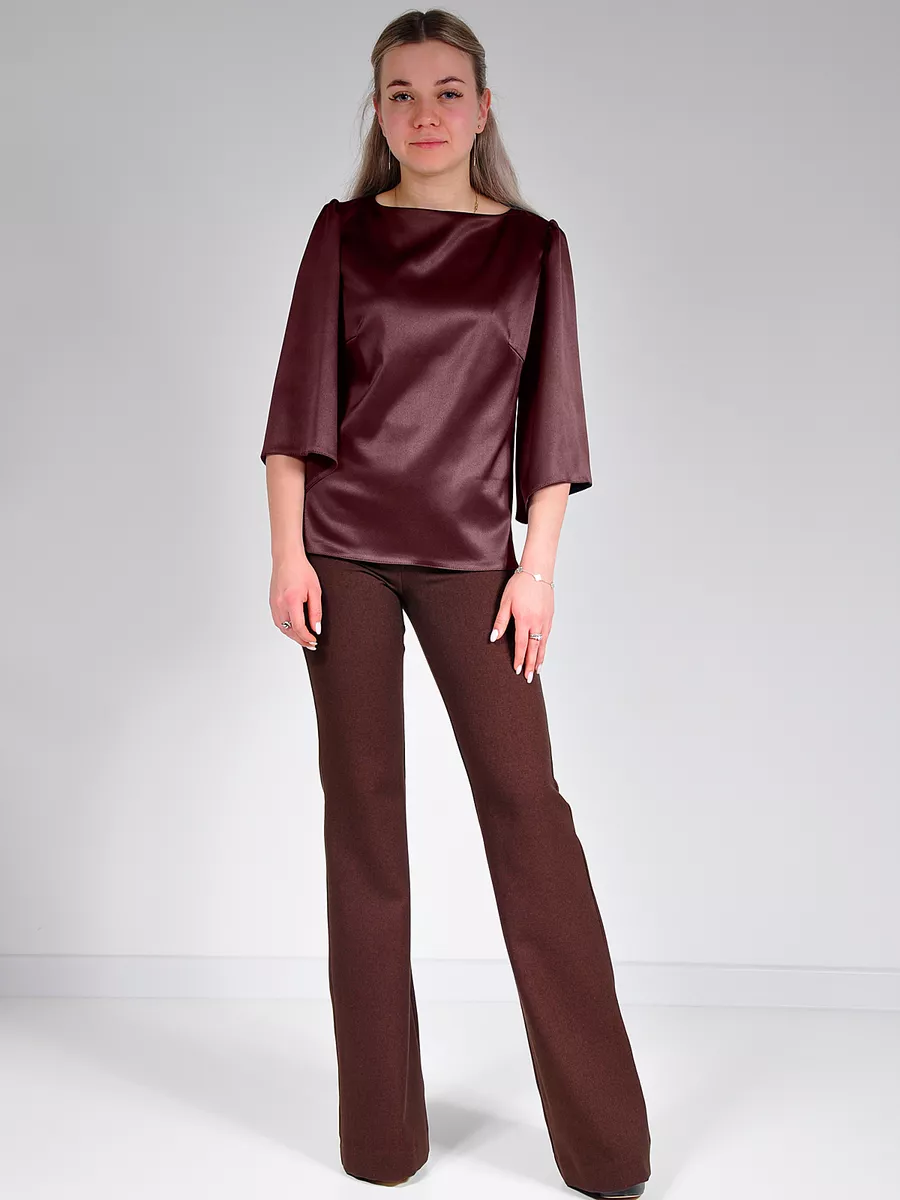 Блузка атласная вечерняя офис большие размеры — изображение 4