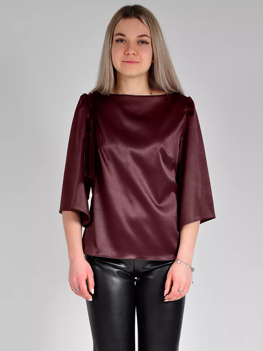 Блузка атласная вечерняя офис большие размеры — изображение 5