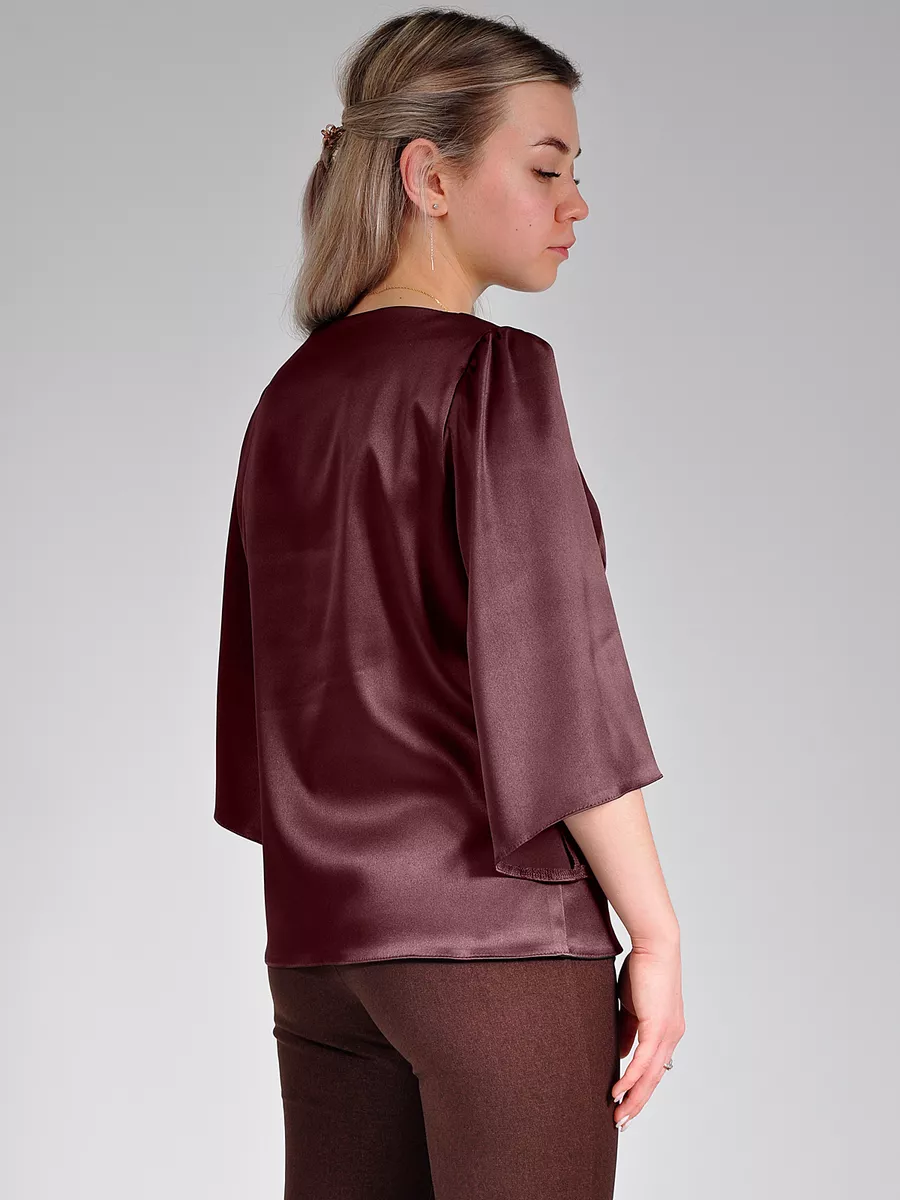 Блузка атласная вечерняя офис большие размеры — изображение 6