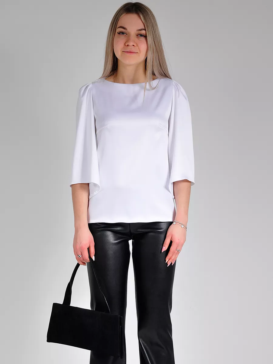 Блузка атласная шелковая вечерняя офис большие размеры — изображение 10