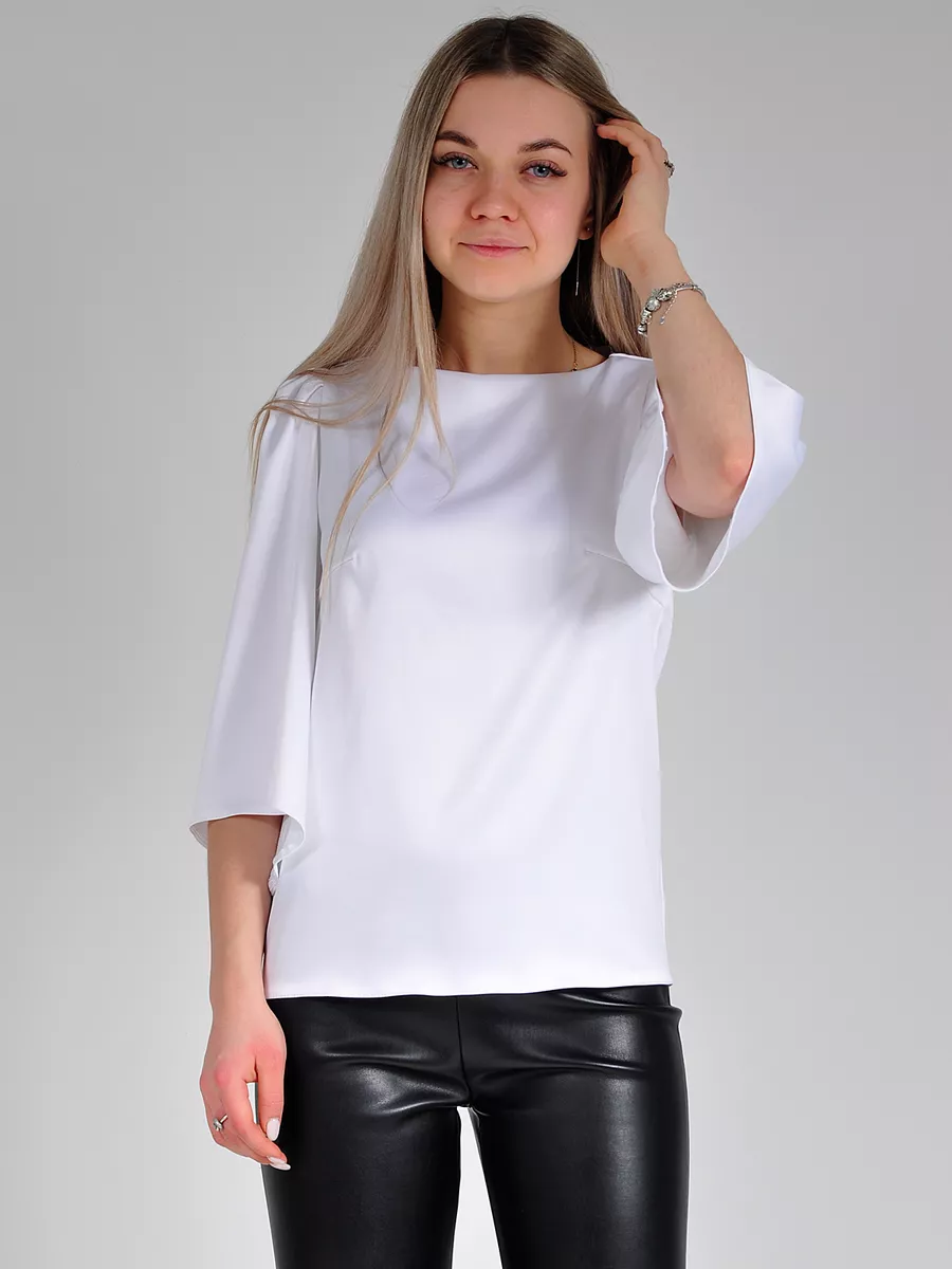 Блузка атласная шелковая вечерняя офис большие размеры — изображение 3