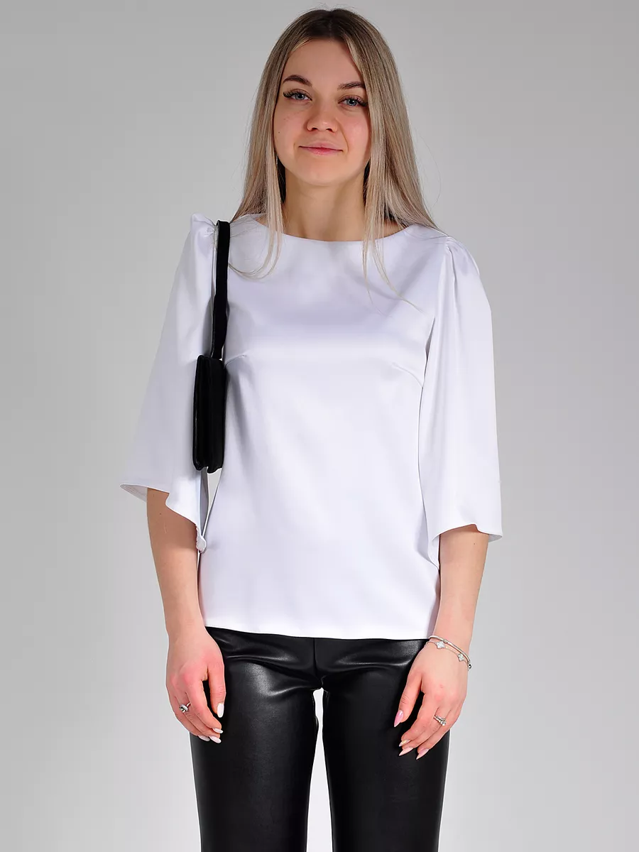 Блузка атласная шелковая вечерняя офис большие размеры — изображение 5